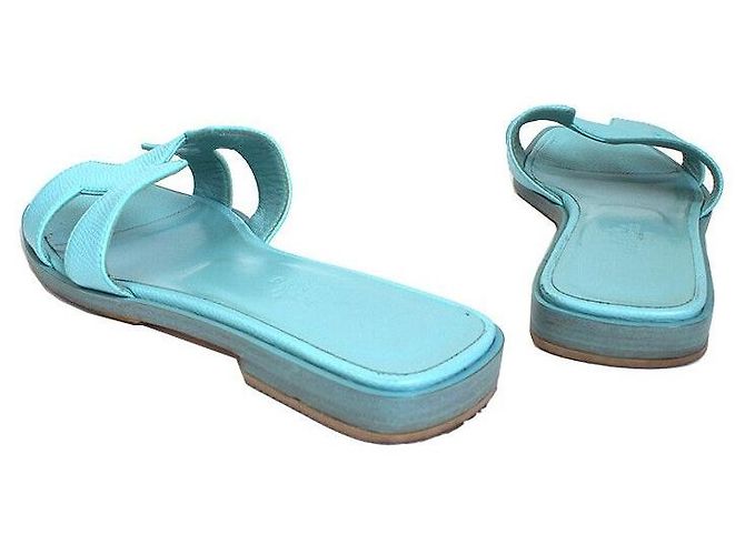Hermès Pantofole Oran Blu Menta - vista 4