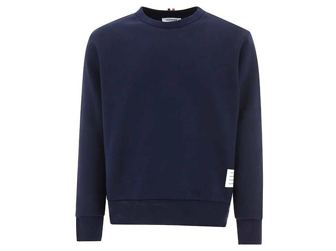Thom Browne Felpa in jersey loopback a righe Blu - vista 4