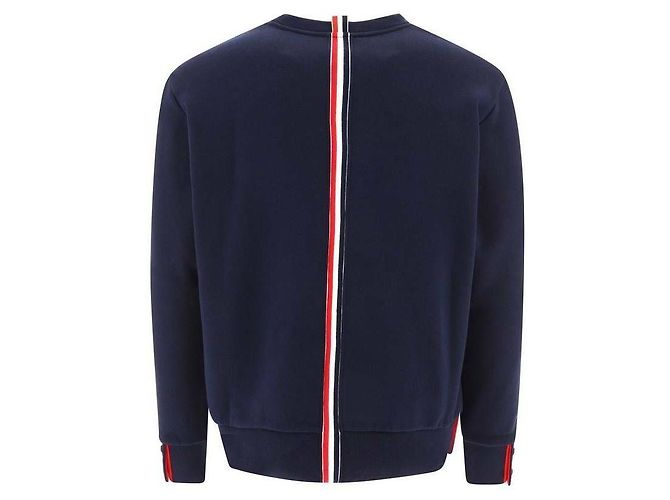 Thom Browne Felpa in jersey loopback a righe Blu - vista 5