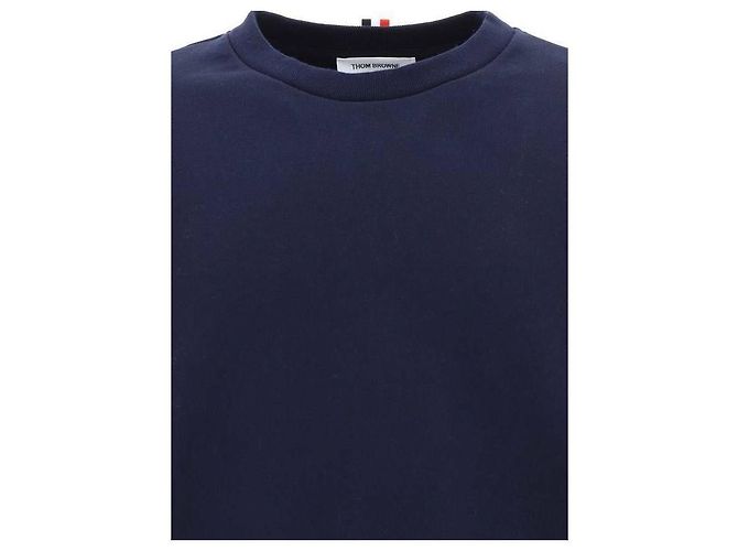 Thom Browne Felpa in jersey loopback a righe Blu - vista 6