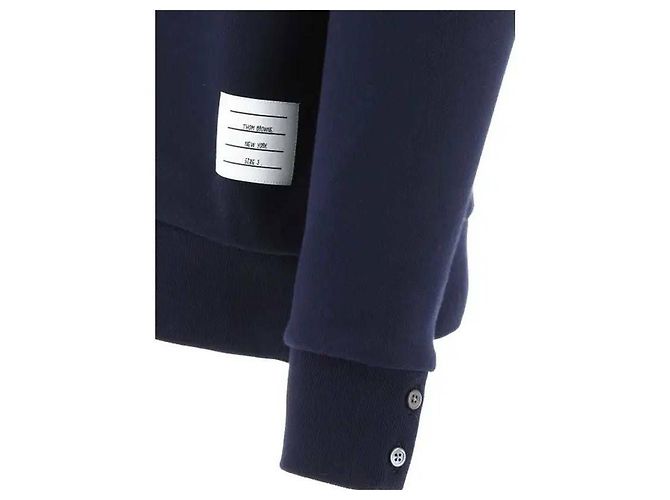 Thom Browne Felpa in jersey loopback a righe Blu - vista 7