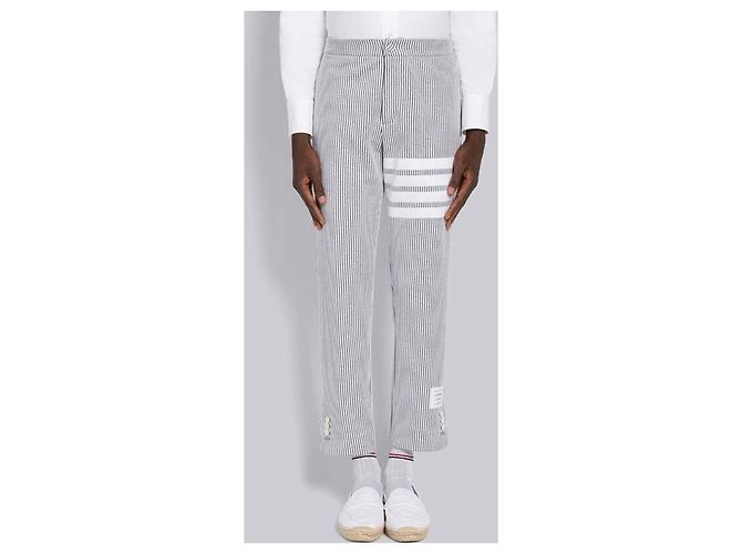 Thom Browne Pantaloni in cotone loopback seersucker Marrone - vista 4