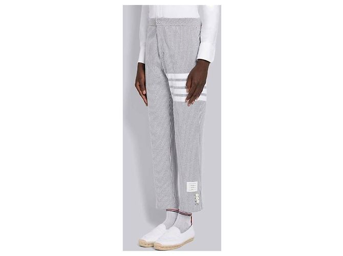 Thom Browne Pantaloni in cotone loopback seersucker Marrone - vista 5
