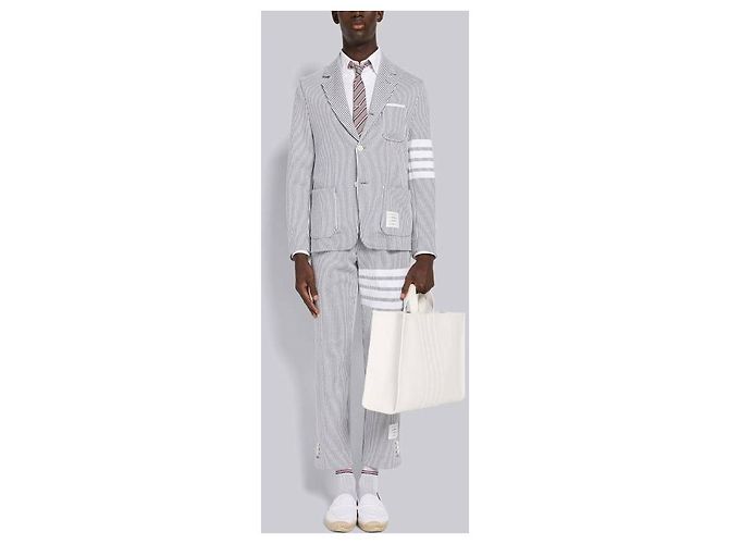 Thom Browne Pantaloni in cotone loopback seersucker Marrone - vista 6