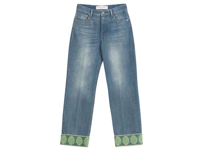 Valentino Pantalones de denim con ribete de jacquard Azul - vista 4