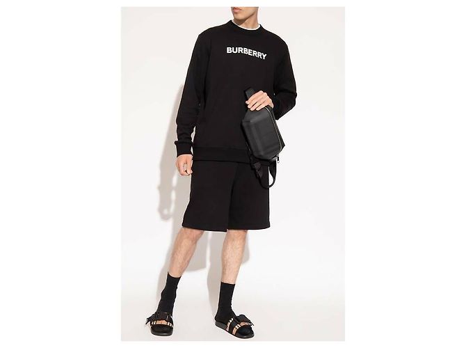 Burberry Felpa in cotone con stampa logo Nero - vista 4