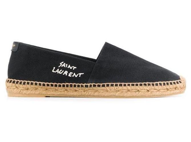 Saint Laurent Espadrilla con logo ricamato Nero - vista 4