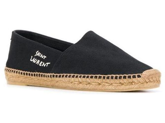 Saint Laurent Espadrilla con logo ricamato Nero - vista 5