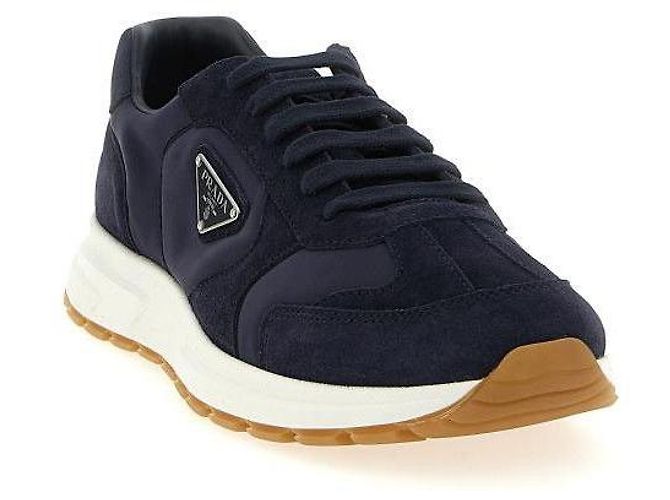 Prada Sneakers in suede e Re-Nylon Blu - vista 5