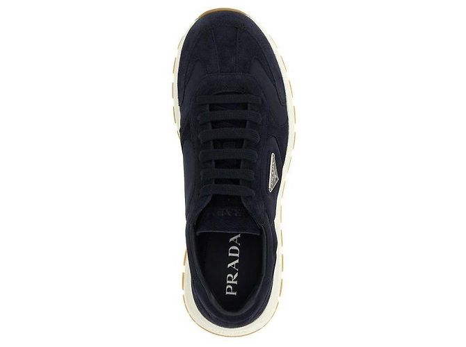 Prada Sneakers in suede e Re-Nylon Blu - vista 7