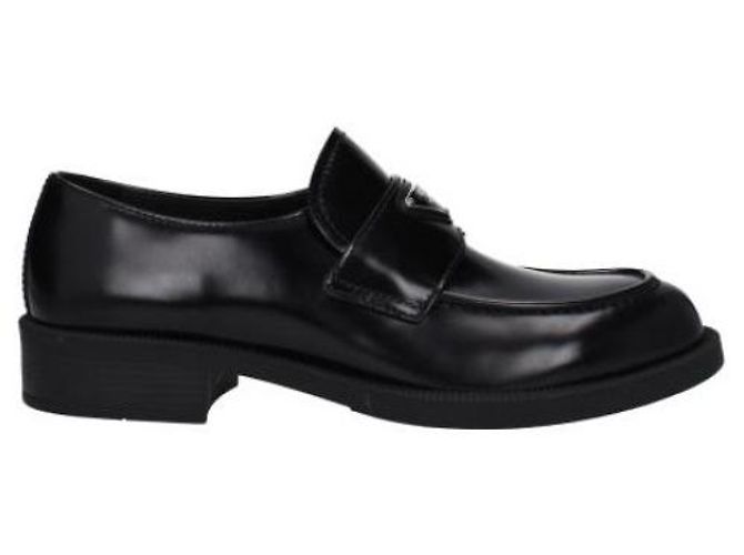 Prada Mocassins de couro escovado com logo triangular - vista 4