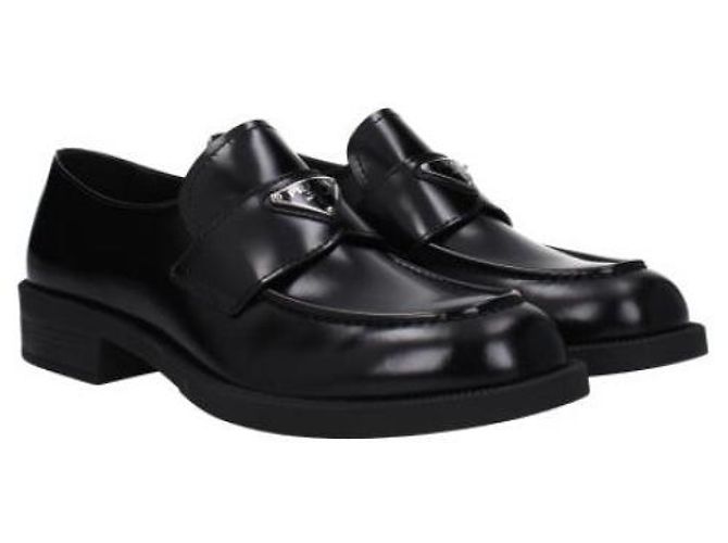 Prada Mocassins de couro escovado com logo triangular - vista 5
