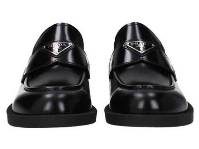 Prada Mocassins de couro escovado com logo triangular - vista 6