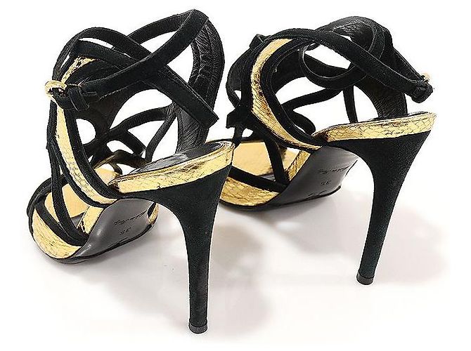 Louis Vuitton Sandali da donna in suede serpente oro metallico con cinturino tramonto D'oro - vista 4