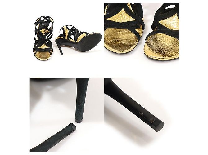 Louis Vuitton Sandali da donna in suede serpente oro metallico con cinturino tramonto D'oro - vista 5