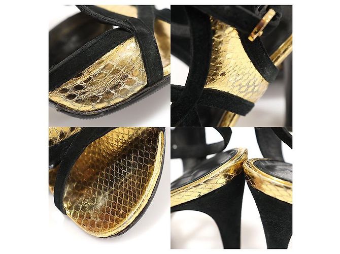 Louis Vuitton Sandali da donna in suede serpente oro metallico con cinturino tramonto D'oro - vista 6