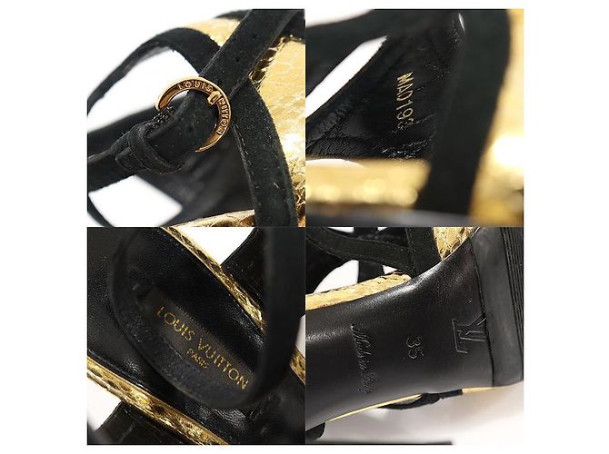 Louis Vuitton Sandali da donna in suede serpente oro metallico con cinturino tramonto D'oro - vista 7