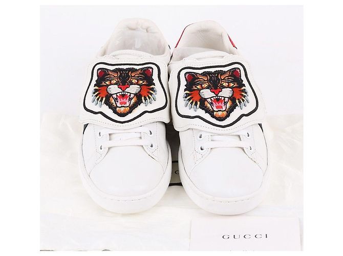 Gucci Baskets Ace Patch Chat Enragé Blanc - vue 10