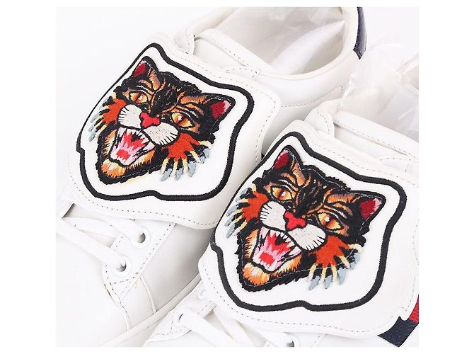 Gucci Baskets Ace Patch Chat Enragé Blanc - vue 2