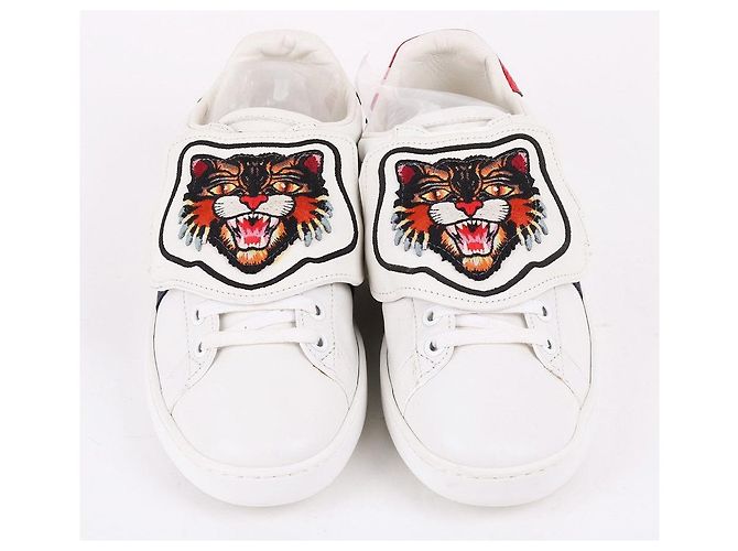 Gucci Baskets Ace Patch Chat Enragé Blanc - vue 3