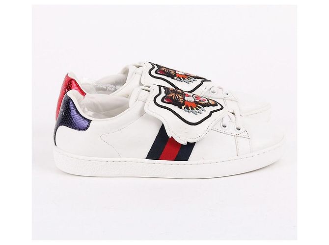 Gucci Baskets Ace Patch Chat Enragé Blanc - vue 5