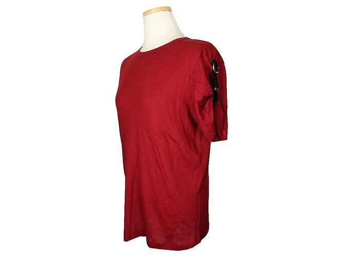 Louis Vuitton T-Shirt aus Weinvelours mit Details Rot - Ansicht 2