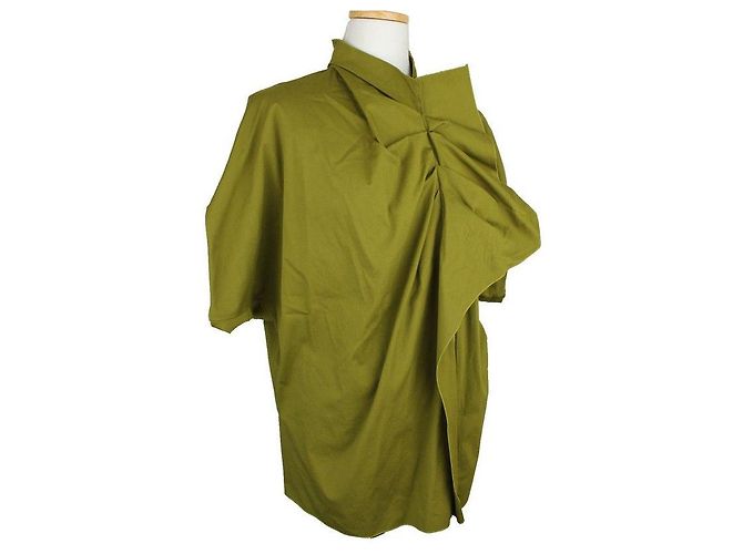 Lanvin Kollektion Olivgrünes Rüschenshirt mit Reißverschluss - Ansicht 2