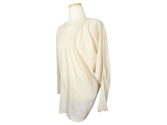 Lanvin Blusa assimétrica de seda bege com mangas longas Marrom - vista 2