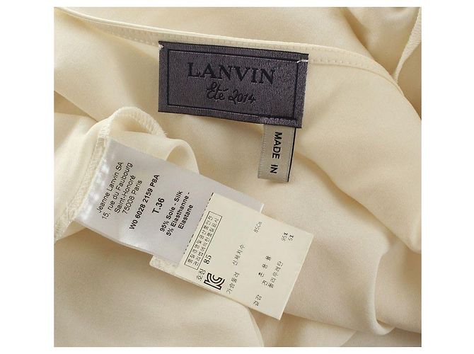 Lanvin Blusa assimétrica de seda bege com mangas longas Marrom - vista 4
