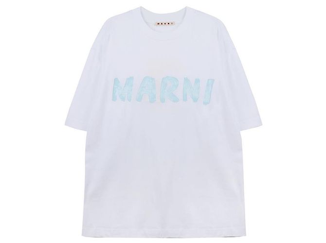 Marni T-shirt in cotone biologico bianco con logo - vista 3