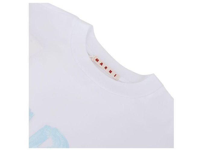 Marni T-shirt in cotone biologico bianco con logo - vista 5