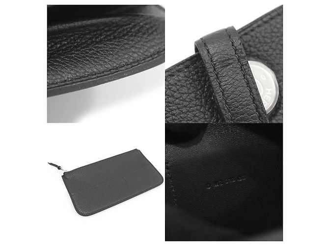 Dogon Hermès Cartera Larga Duo Plata de Cuero Togo Negro - vista 7