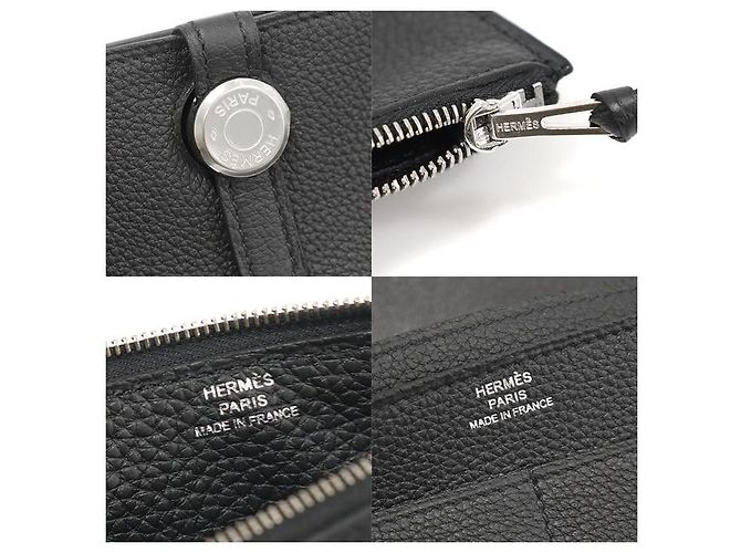 Dogon Hermès Cartera Larga Duo Plata de Cuero Togo Negro - vista 8