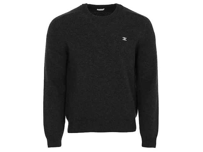 Céline Dreifarbiger bestickter Woll-Kaschmir-Pullover Schwarz - Ansicht 2