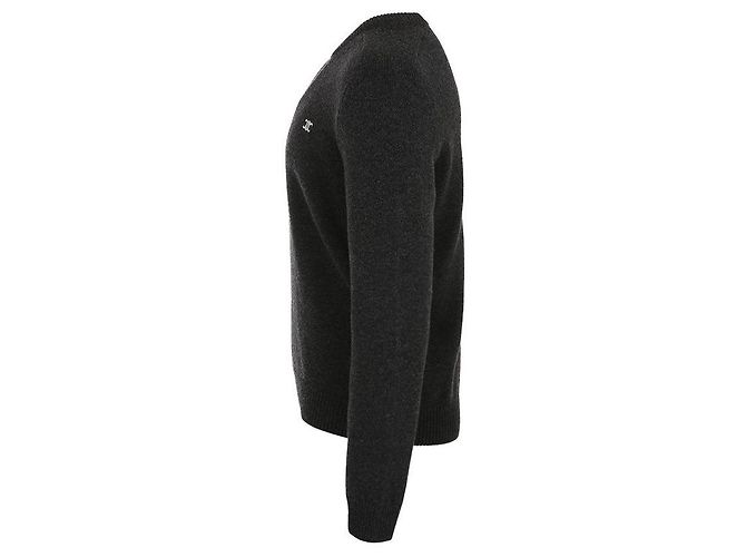 Céline Dreifarbiger bestickter Woll-Kaschmir-Pullover Schwarz - Ansicht 4