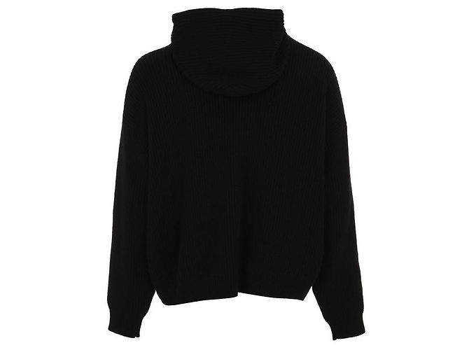 Céline Triomphe bestickter Wollhoodie mit Reißverschluss Schwarz - Ansicht 6