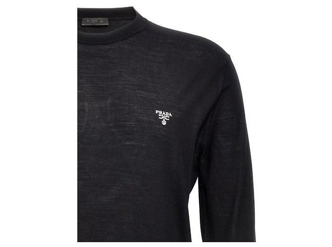 Prada Tricô de lã com logo - vista 5