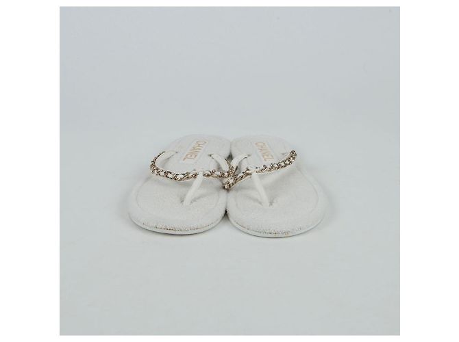 Chanel Sandali flip flop con catena Taglia Bianco - vista 2