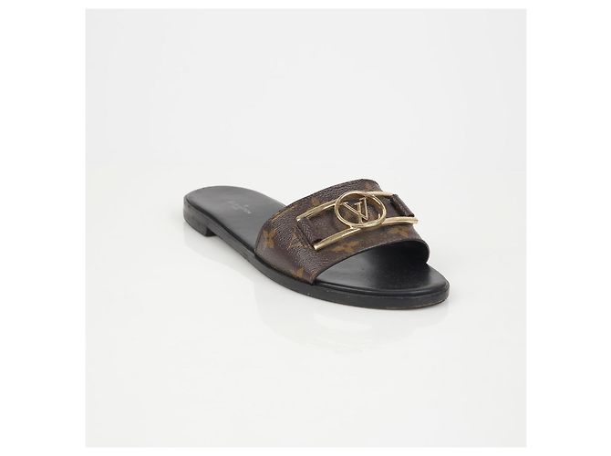 Louis Vuitton Mule Pantofole Lock It Flat Taglia Marrone - vista 2