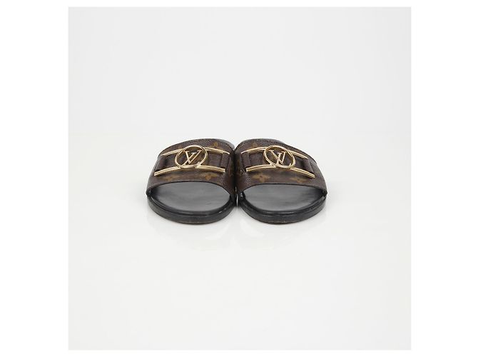 Louis Vuitton Mule Pantofole Lock It Flat Taglia Marrone - vista 4