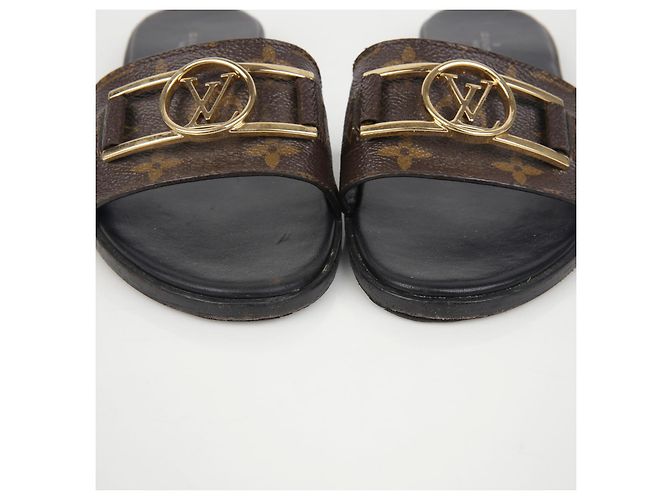 Louis Vuitton Mule Pantofole Lock It Flat Taglia Marrone - vista 5