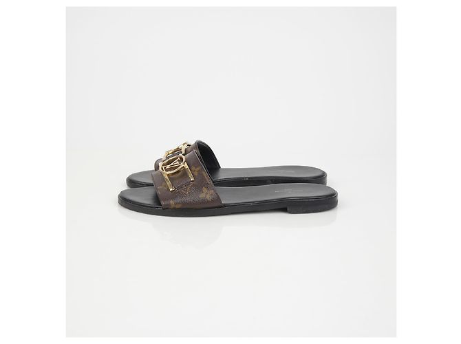 Louis Vuitton Mule Pantofole Lock It Flat Taglia Marrone - vista 6