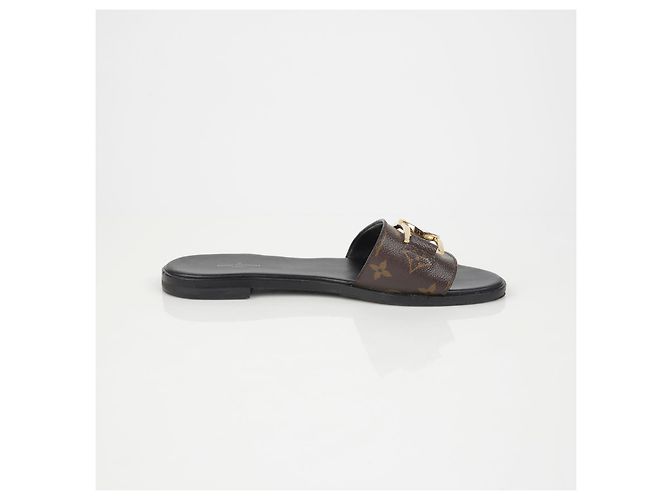 Louis Vuitton Mule Pantofole Lock It Flat Taglia Marrone - vista 9