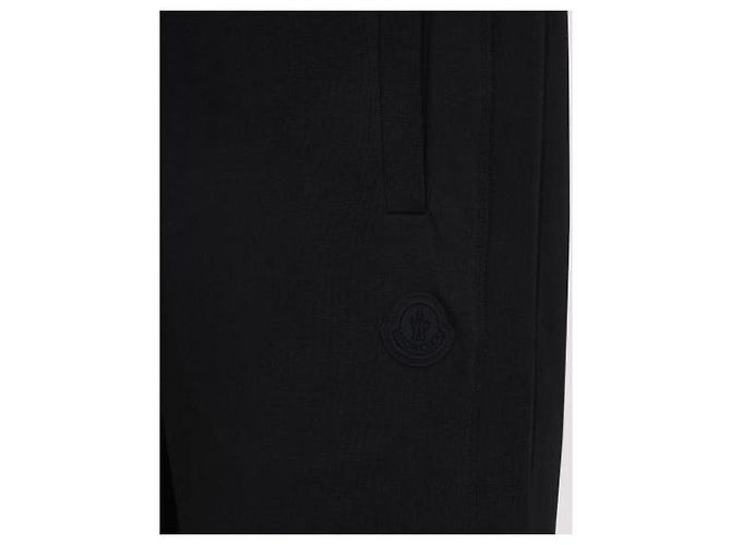 Moncler Pantaloni da jogging in cotone con patch logo Nero - vista 7