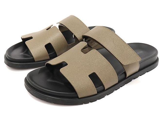 Hermès Sandali da uomo in pelle Chypre Etoupe Appson Marrone - vista 4