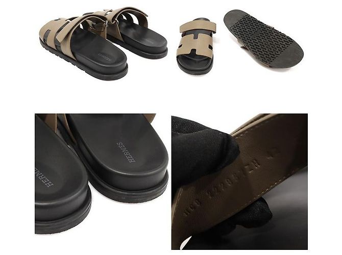 Hermès Sandali da uomo in pelle Chypre Etoupe Appson Marrone - vista 6