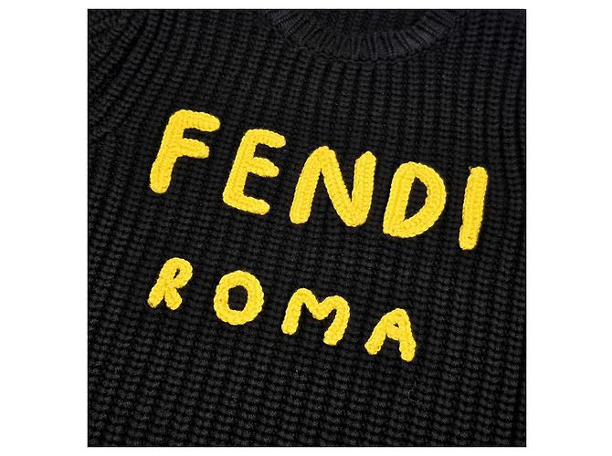 Fendi Strick mit Roma-Schriftzug Schwarz - Ansicht 3
