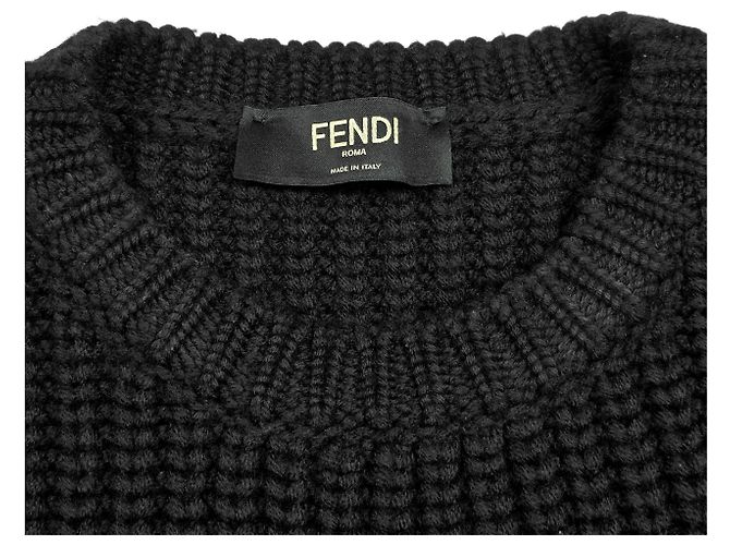 Fendi Strick mit Roma-Schriftzug Schwarz - Ansicht 5