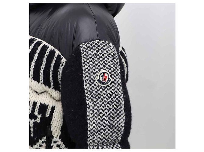 Moncler Hioseries Wool Blend Shell Hooded Jacket Black - view 5