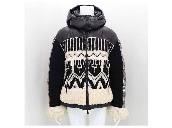 Moncler Hioseries Wool Blend Shell Hooded Jacket Black - view 9